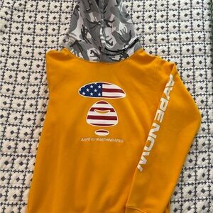 Bape Yellow and Gray Graphic Sweatshirt